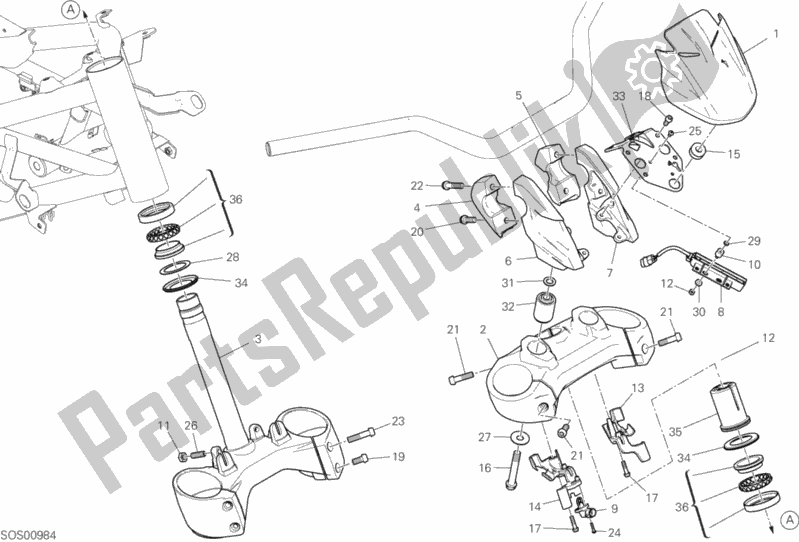 Alle onderdelen voor de Stuurinrichting van de Ducati Diavel 1260 Thailand 2020